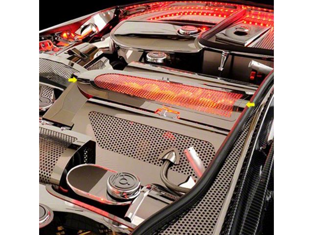 Illuminated Low Profile Plenum Cover; Perforated Stainless; Red (97-04 Corvette C5)