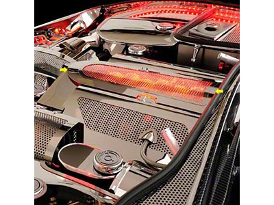 Illuminated Low Profile Plenum Cover; Perforated Stainless; Red (97-04 Corvette C5)