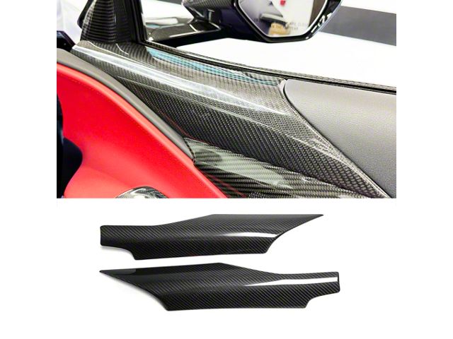 Interior Door Armrest Covers; Carbon Fiber (20-24 Corvette C8)