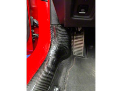 Interior Door Entry Pillar Replacements; Carbon Fiber with Blue Accent (20-24 Corvette C8)