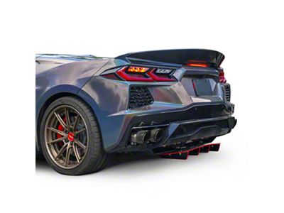 Jesky VR5 Rear Diffuser; Dry Carbon Fiber Vinyl (20-24 Corvette C8, Excluding Z06)