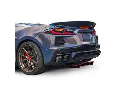 Jesky VR5 Rear Diffuser; Gloss Carbon Fiber Vinyl (20-25 Corvette C8, Excluding Z06)