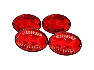 LED Bar Tail Lights; Chrome Housing; Red Lens (97-04 Corvette C5)