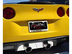 License Plate Frame with Corvette Inlay; Orange Carbon Fiber (05-13 Corvette C6)