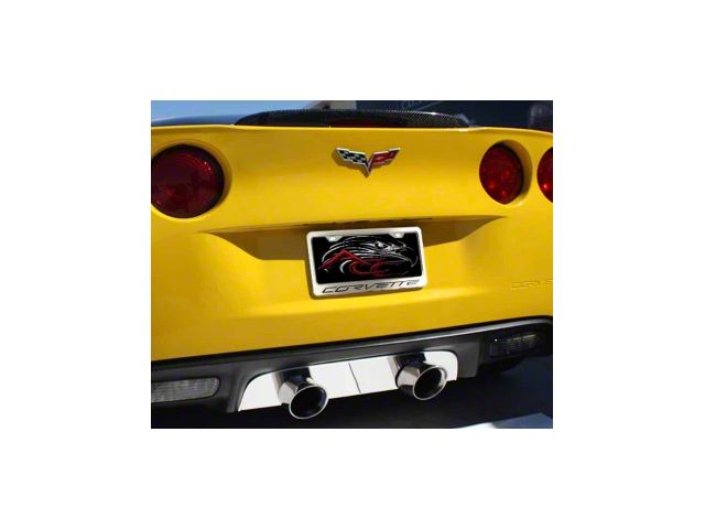 License Plate Frame with Corvette Inlay; Red Carbon Fiber (05-13 Corvette C6)