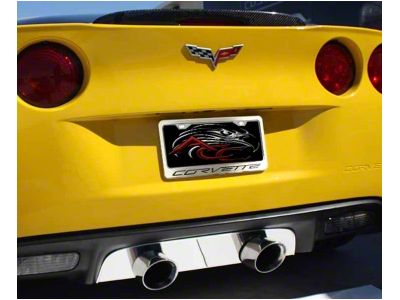 License Plate Frame with Corvette Inlay; Red Carbon Fiber (05-13 Corvette C6)