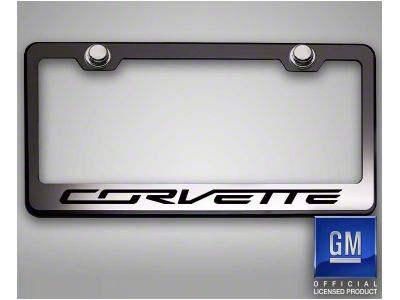 License Plate Frame with Corvette Lettering; Red Carbon Fiber (14-19 Corvette C7)