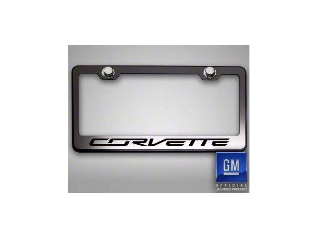 License Plate Frame with Corvette Lettering; Red Carbon Fiber (14-19 Corvette C7)