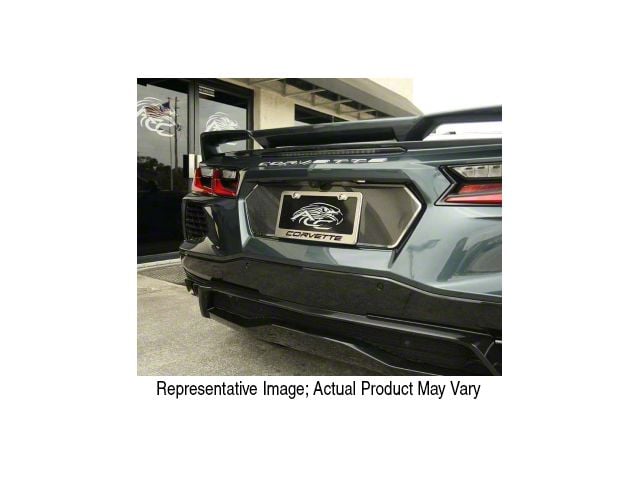 License Plate Frame with Corvette Logo; Black Carbon Fiber Inlay (20-24 Corvette C8)