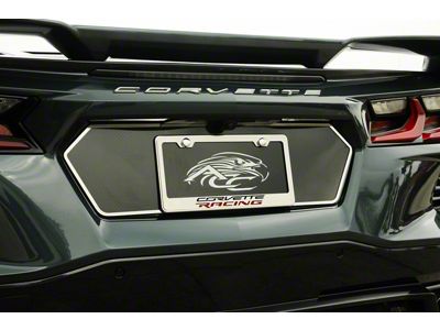 License Plate Frame with Corvette Racing Logo; Stainless Steel (20-23 Corvette C8)