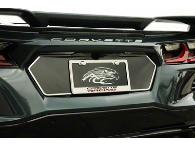 License Plate Frame with Corvette Racing Logo; Stainless Steel (20-24 Corvette C8)