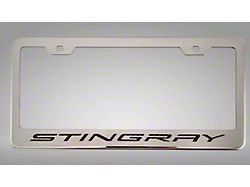 License Plate Frame with Stingray Lettering; Black Carbon Fiber Inlay (20-25 Corvette C8)