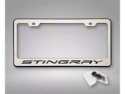 License Plate Frame with Stingray Lettering; Black Inlay (20-25 Corvette C8)