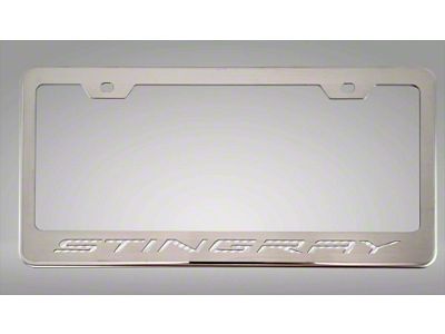 License Plate Frame with Stingray Lettering; White Carbon Fiber Inlay (20-25 Corvette C8)