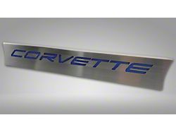 Lower Rear Window Accent with Corvette Lettering; Blue Carbon Fiber Inlay (20-25 Corvette C8 Coupe)