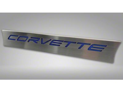 Lower Rear Window Accent with Corvette Lettering; Blue Carbon Fiber Inlay (20-25 Corvette C8 Coupe)