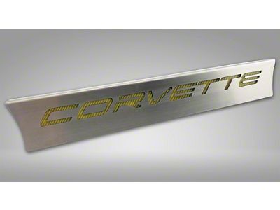 Lower Rear Window Accent with Corvette Lettering; Yellow Carbon Fiber Inlay (20-25 Corvette C8 Coupe)