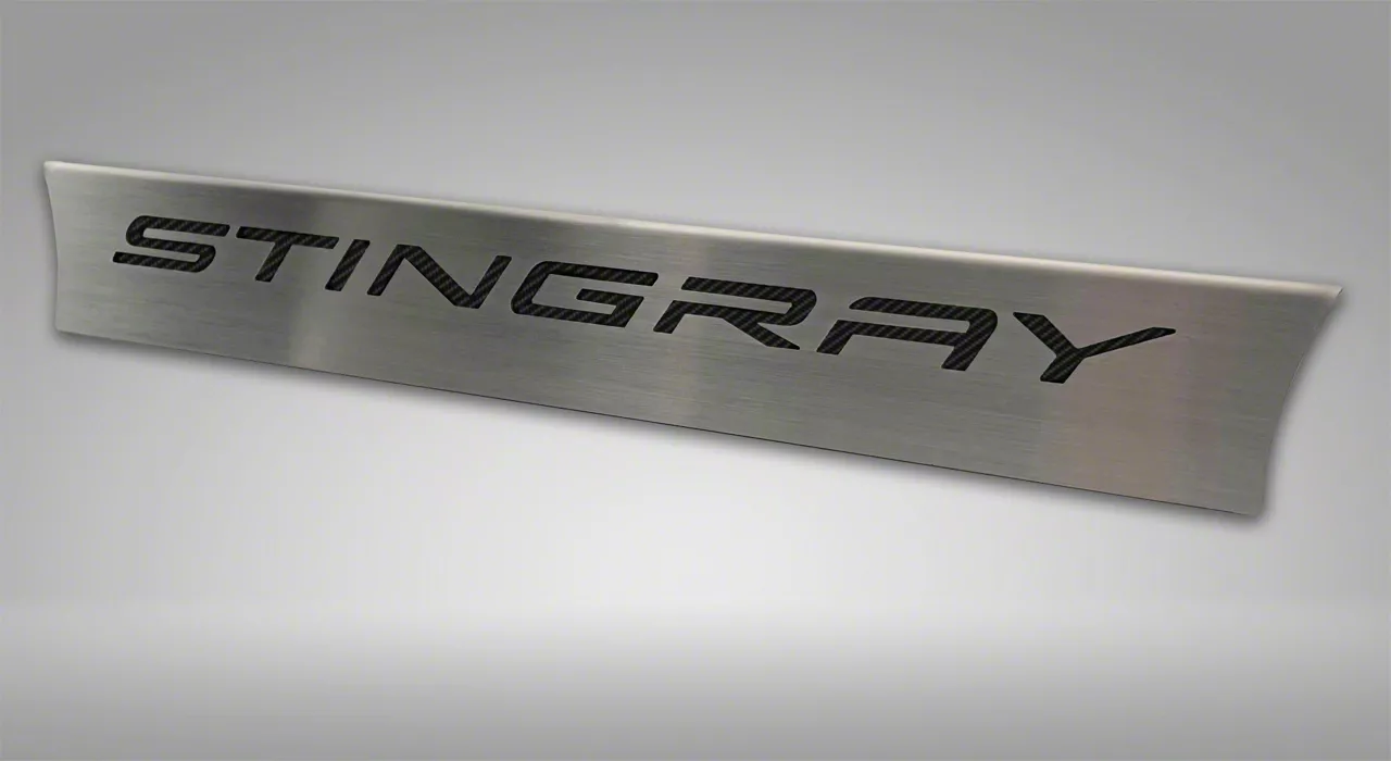 Corvette Lower Rear Window Accent with Stingray Lettering; Black Carbon ...