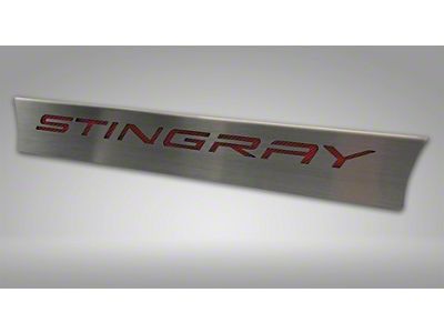 Lower Rear Window Accent with Stingray Lettering; Red Carbon Fiber Inlay (20-25 Corvette C8 Coupe)