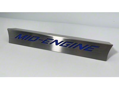 Lower Rear Window Frame with Mid Engine Logo Inlay; Stainless Steel; Blue Carbon Fiber (20-25 Corvette C8 Coupe)