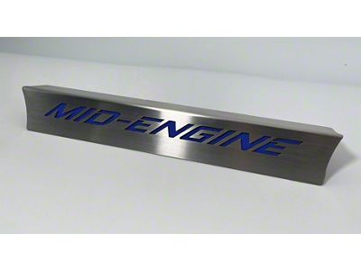 Lower Rear Window Frame with Mid Engine Logo Inlay; Stainless Steel; Blue Carbon Fiber (20-24 Corvette C8 Coupe)