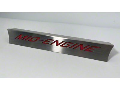 Lower Rear Window Frame with Mid Engine Logo Inlay; Stainless Steel; Red Carbon Fiber (20-25 Corvette C8 Coupe)