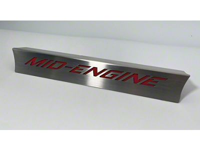 Lower Rear Window Frame with Mid Engine Logo Inlay; Stainless Steel; Red Carbon Fiber (20-24 Corvette C8 Coupe)