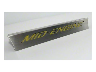 Lower Rear Window Frame with Mid Engine Logo Inlay; Stainless Steel; Yellow Carbon Fiber (20-24 Corvette C8 Coupe)