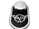 Master Cylinder Cover and Cap with Crossed Flags Logo; Black Carbon Fiber (97-04 Corvette C5)