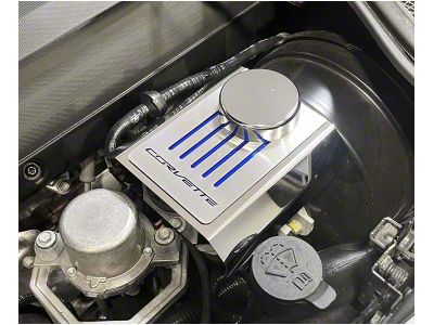 Master Cylinder Cover with Corvette Top Plate; Black Carbon Fiber; Polished (14-19 Corvette C7 w/ Automatic Transmission)