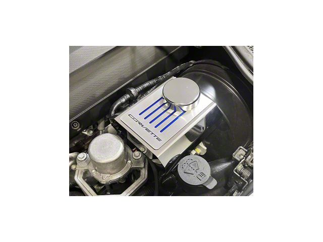 Master Cylinder Cover with Corvette Top Plate; Black Carbon Fiber; Polished (14-19 Corvette C7 w/ Manual Transmission)