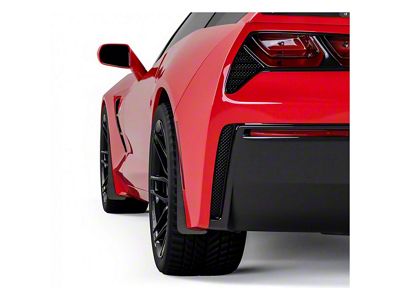Mud Flaps; Front and Rear; Gloss Carbon Fiber Vinyl (14-19 Corvette C7)
