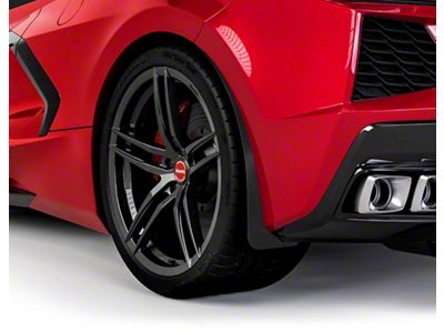 Mud Flaps; Front and Rear; Gloss Carbon Fiber Vinyl (20-24 Corvette C8, Excluding Z06)