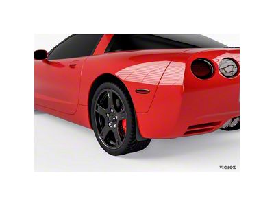 Mud Flaps; Rear; Satin Black Ice Vinyl (97-04 Corvette C5)