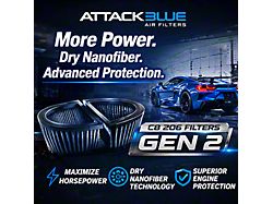 Attack Blue Nanofiber Air Filter; Dry (23-26 Corvette C8 Z06)