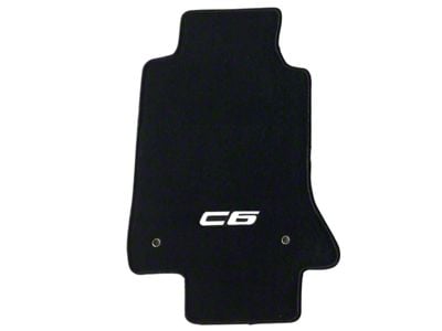 Nylon Floor Mats with C6 Logo; Black (05-13 Corvette C6)