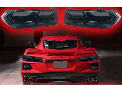 OEM Painted Tail Lights; Black Housing; Smoked Lens (20-24 Corvette C8)
