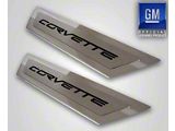 Outer Door Sill Plates with Corvette Inlay; Solid Black (05-13 Corvette C6)