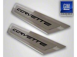 Outer Door Sill Plates with Corvette Inlay; Solid Black (05-13 Corvette C6)