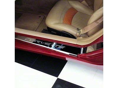 Outer Door Sills with C5 Logo and Corvette Lettering; Polished (97-04 Corvette C5)