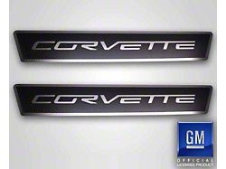Outer Door Sills with Corvette Lettering; Carbon Fiber and Polished (05-13 Corvette C6)