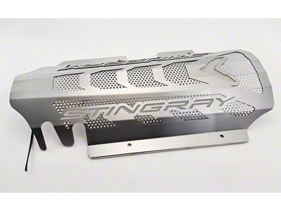 Perforated Engine Shroud; Brushed with Stingray Lettering (20-26 Corvette C8 Stingray Coupe)