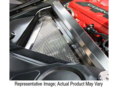 Perforated Header Guard Cover Kit with Rear Crossmember Covers; Brushed (20-25 Corvette C8 Coupe)