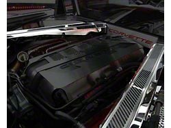Perforated Header Guard Cover Kit with Rear Crossmember Covers with Carbon Fiber Top Plate; Brushed (20-25 Corvette C8 Coupe, Excluding Z06)