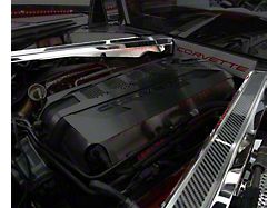 Perforated Header Guard Cover Kit with Rear Crossmember Covers with Carbon Fiber Top Plate; Brushed (23-25 Corvette C8 Z06 Coupe)