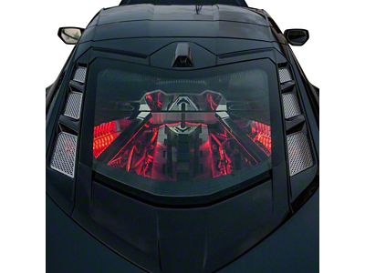 Perforated Rear Hood Vent Inserts; Polished (20-25 Corvette C8 Coupe)