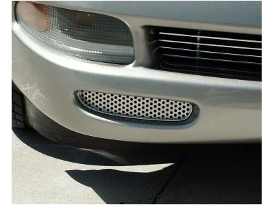 Perforated Stainless Steel Front Brake Duct Vent Grilles; Polished (97-04 Corvette C5)