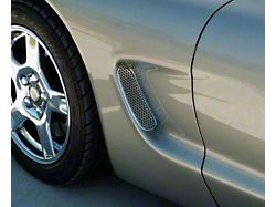 Perforated Stainless Steel Side Fender Vent Grilles; Polished (97-04 Corvette C5)