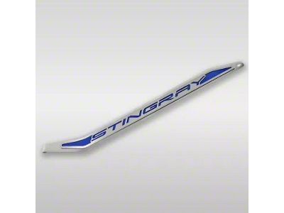 Polished/Brushed Stainless Door Prop with Black Solid Stingray Insert; Driver Side (20-26 Corvette C8)