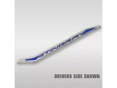 Polished/Brushed Stainless Door Prop with Black Solid Stingray Insert; Passenger Side (20-26 Corvette C8)